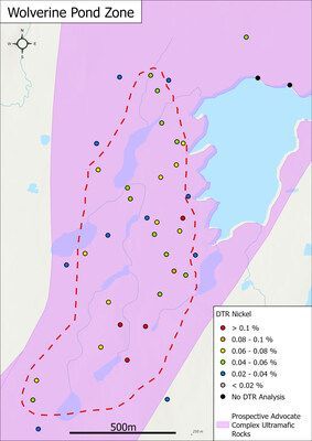 Figure 2 – DTR nickel results from the Wolverine Pond zone (CNW Group/FPX Nickel Corp.) Figure 2 – DTR nickel results from the Wolverine Pond zone (CNW Group/FPX Nickel Corp.)